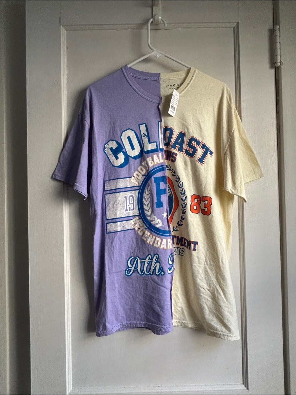 NWT!! Men’s PacSun Split Lavender & Cream Graphic Short Sleeve Tee - Size Large